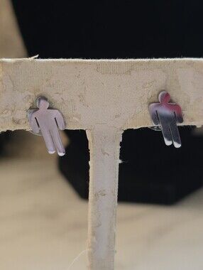 Minimalist Silver Man Silhouette Stud Earrings Blohsh Billie eilish